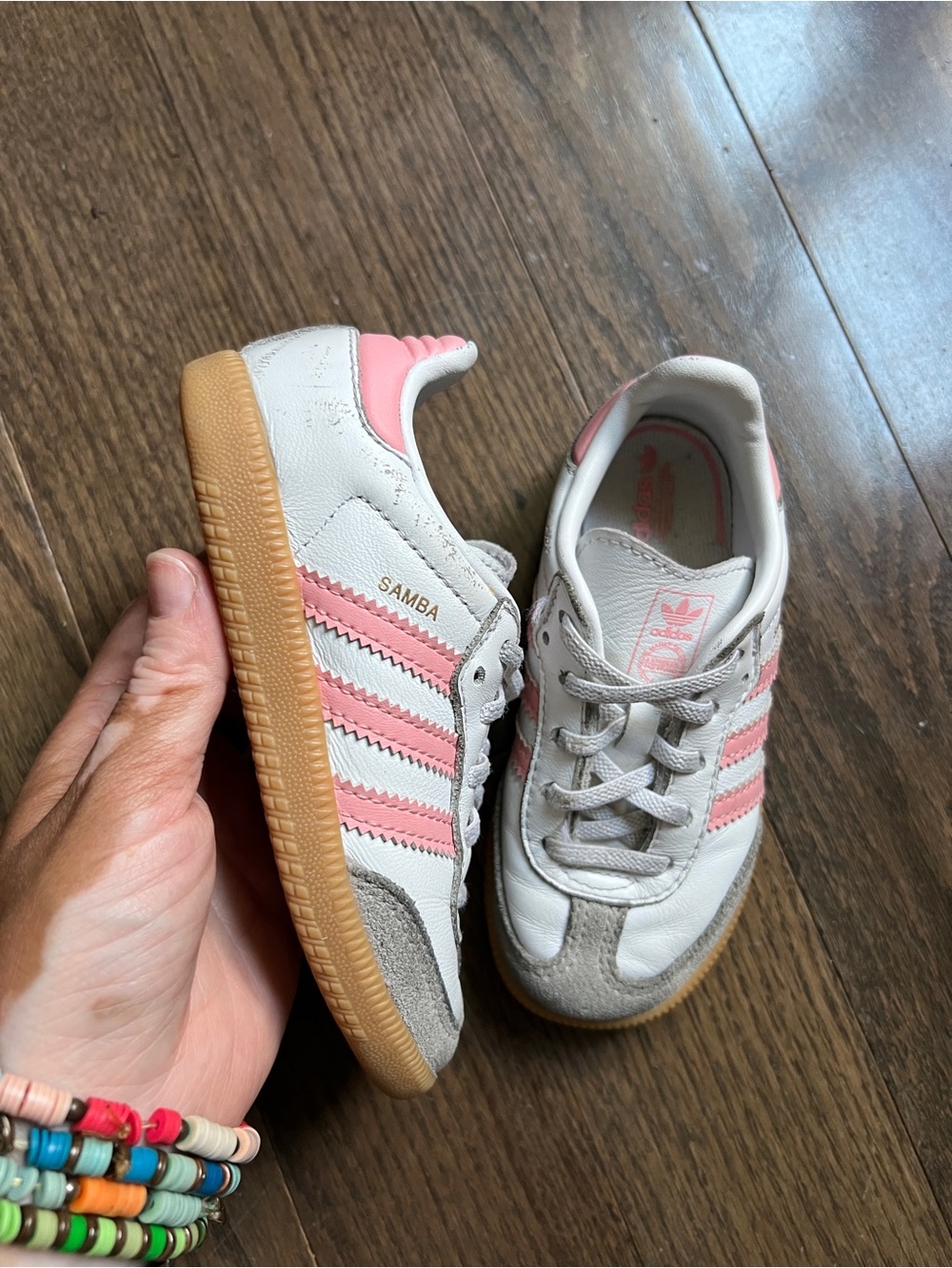 Adidas Kids Samba Sneakers - White & Pink size 8.5